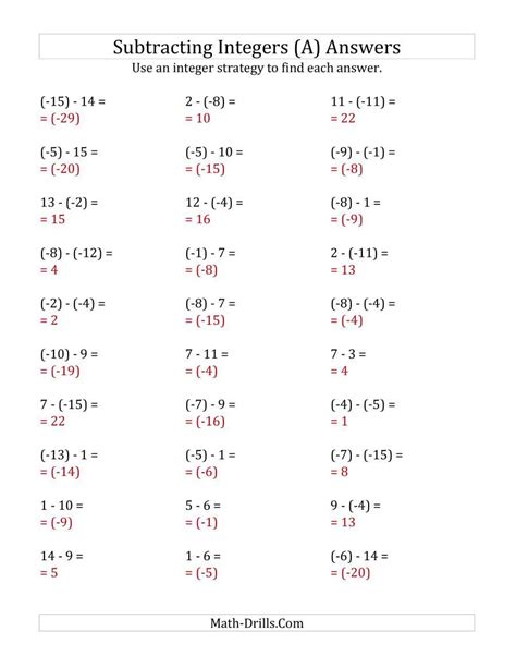 Adding And Subtracting Integers Practice Worksheet