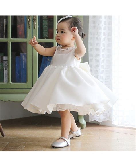 Super Cute White Princess Flower Girl Dress Baby Toddler Pageant Gown