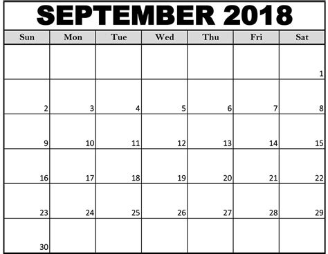 September 2018 Printable Calendar Calendar Word Excel Calendar