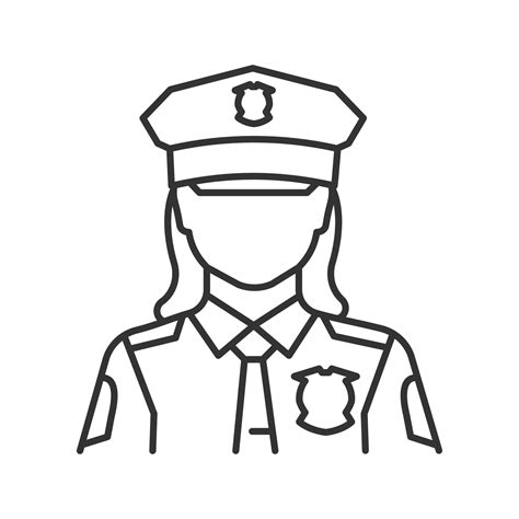Policewoman Linear Icon Police Officer Thin Line Illustration Cop
