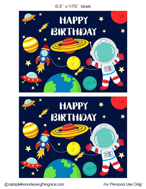 Space Birthday Party Free Printables Printable Templates