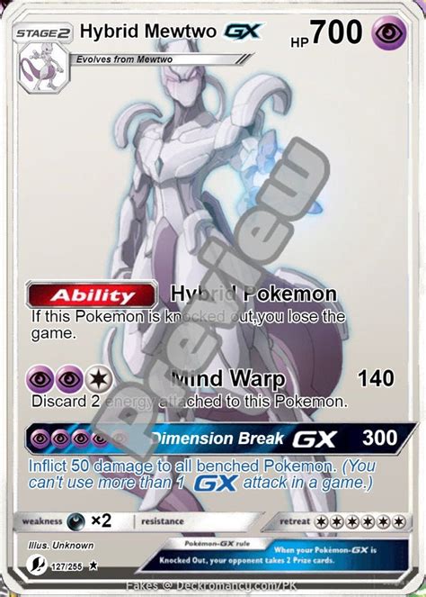 Hybrid Mewtwo Gx Pokemon Card Etsy