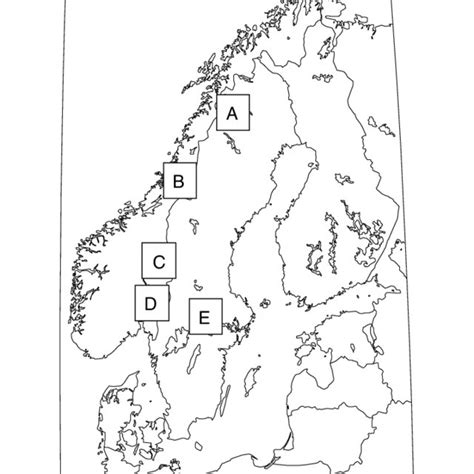 Map Of Scandinavia Showing The Five Study Areas Where Data Were