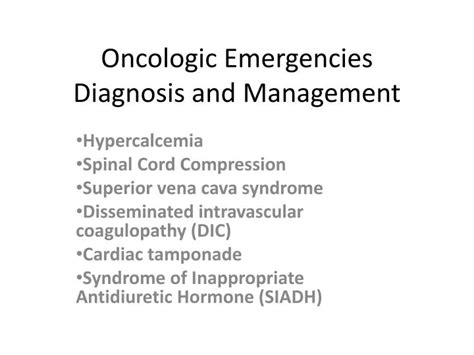 Ppt Oncologic Emergencies Diagnosis And Management Powerpoint