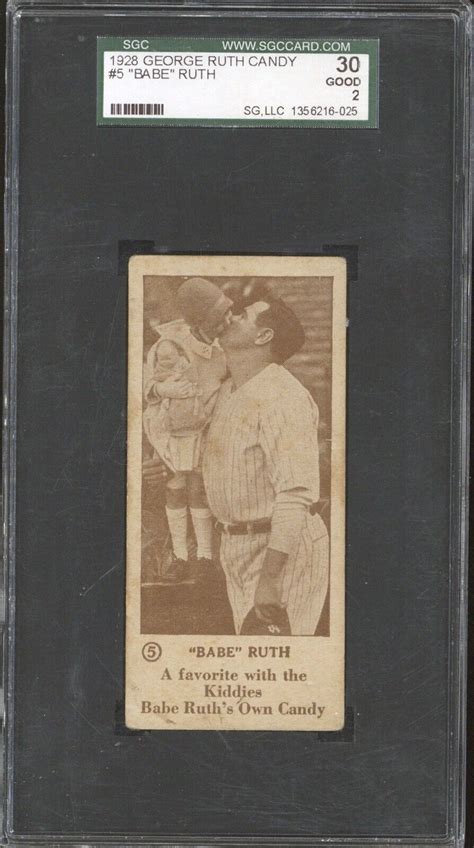 Rare Babe Ruth 1928 George Ruth Candy Co 5 Sgc 2 Ebay