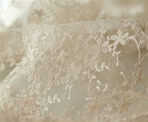 Ivory Ivory Lace Fabric Cotton Embroidered Lace Tulle Lace Etsy