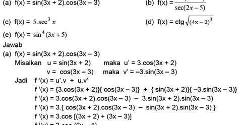 Turunan Fungsi Trigonometri Gudang Soal