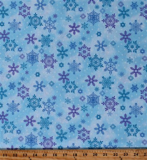 Cotton Snowflakes Winter Season Christmas Holidays With Glitter Blue