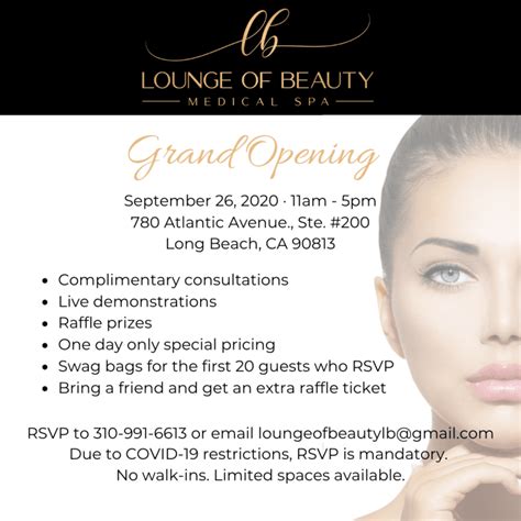 grand opening specials and free demos lounge of beauty medical spa medical spa