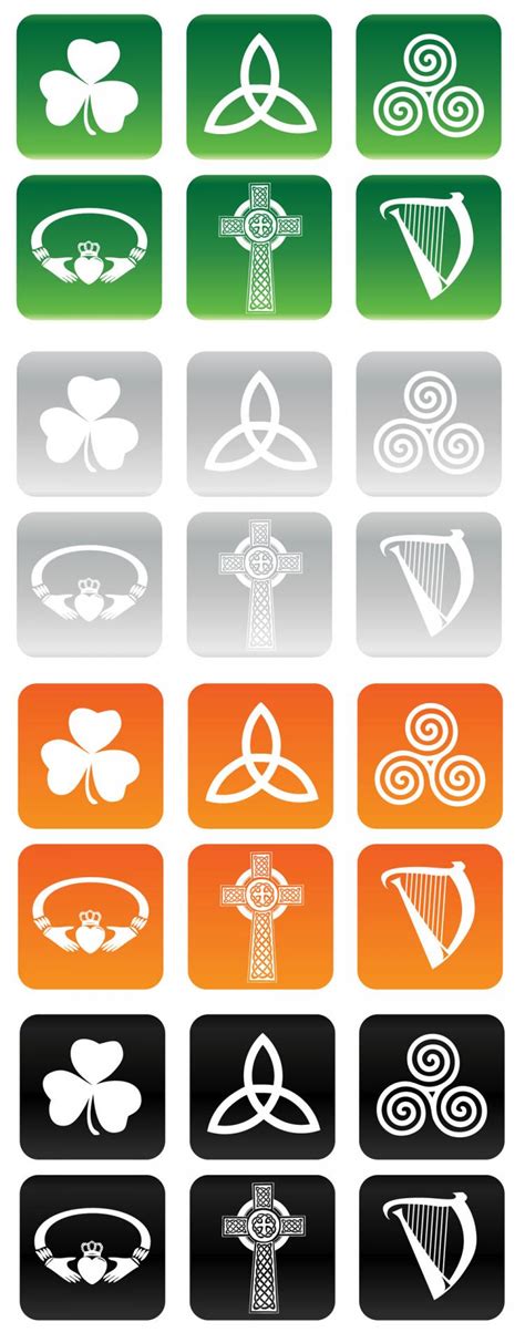 Irish And Celtic Symbol Set Backgrounds Buttons Patterns 129482 Free Ai