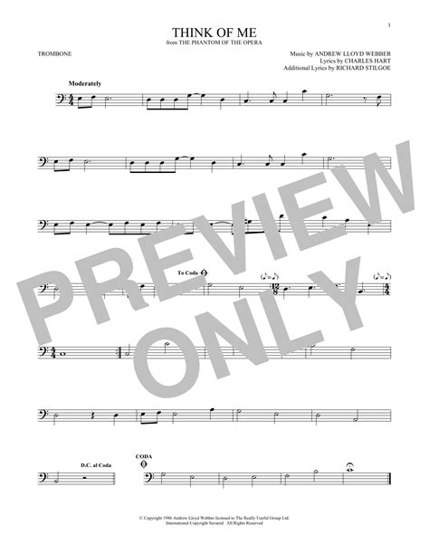 Think Of Me From The Phantom Of The Opera Sheet Music Andrew Lloyd