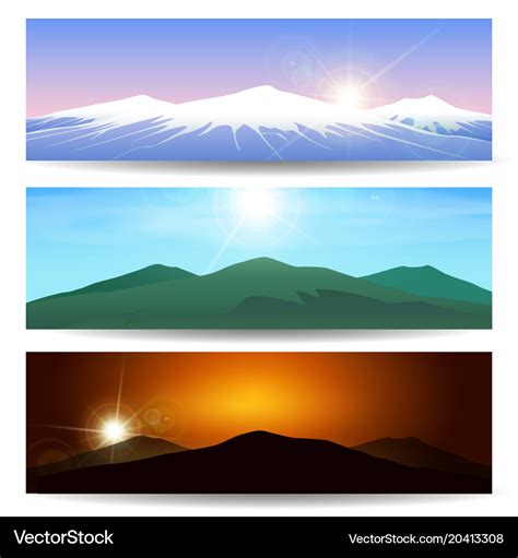 Mountain Landscape Banner Set Royalty Free Vector Image