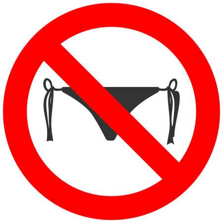 Forbidden Sign With Bikini Icon Isolated On White Background Bikini Is