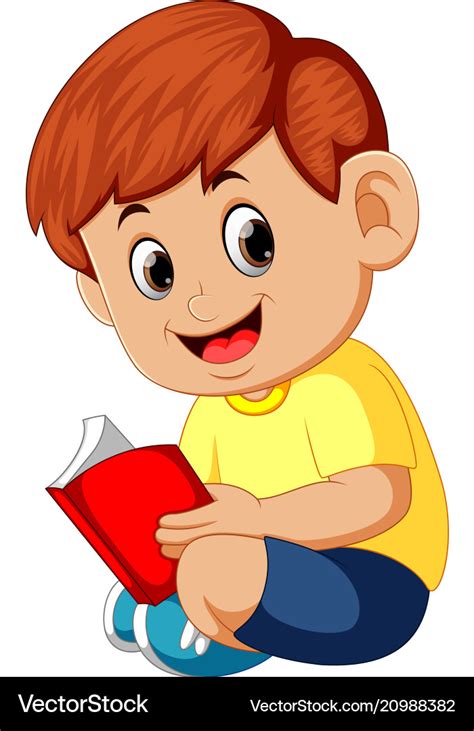Cartoon Little Boy Reading A Book Royalty Free Vector