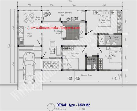 Gambar Desain Rumah 003 Contoh Tinggal 1 Lantai Lahan Denah 13mx9m Di Rebanas Rebanas