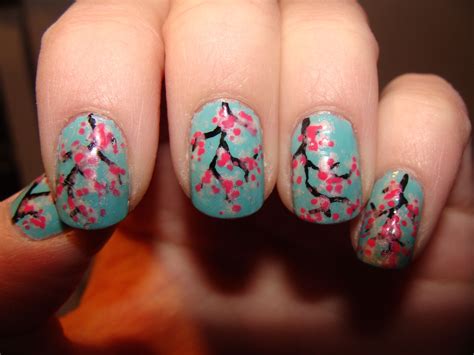 Spring cherry blossom nails tutorial by julia nail art tutorial coffee bean cup design for short nails do. Cherry Blossom | Colorful nail designs, Cherry blossom ...