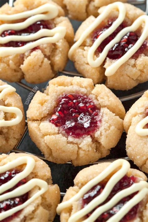 They remind me of a miniature pie in flavor and looks. Soft and Chewy Raspberry Thumbprint Cookies (gluten-free ...
