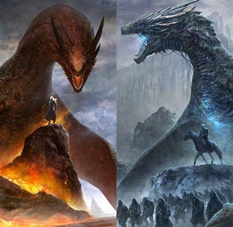 Daenerys And Drogon Night King And Viserion Game Of Thrones Artwork