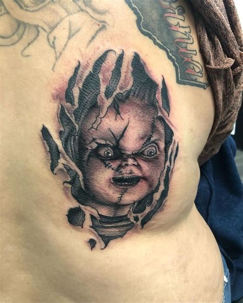Black And Gray Chucky Tattoo By John Chucky Tattoo Movie Tattoos