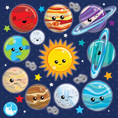 Solar System Clipart Commercial Use Planets Vector Graphics Etsy