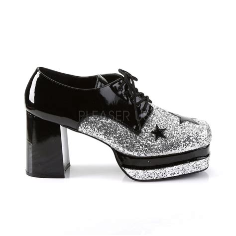 Shop sneakers, boots, slip ons, walking shoes & more. Funtasma 3.5" Black/Silver Glitter Platform Retro Disco ...