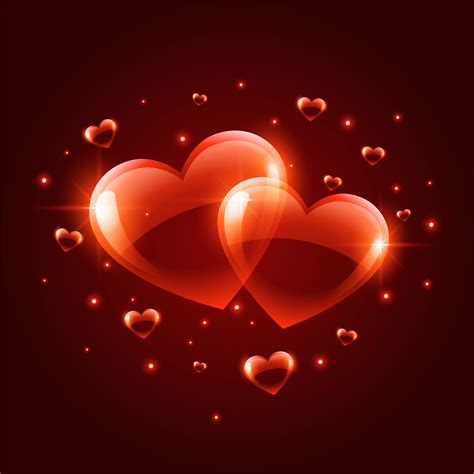 Two Shiny Valentines Day Hearts Background Download Free Vector Art