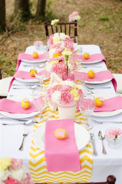 Baby shower table decorations diaper cakes baby shower cookies baby shower cake toppers baby shower balloons baby shower banners baby shower signs baby shower favors. Easy Pink and Yellow Bridal Shower Ideas You Can Recreate ...