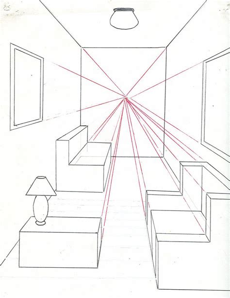 How To Draw A Room Using One Point Perspective Perspective 1 Point