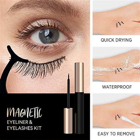 easbeauty upgraded magnetic eyelashes with eyeliner kit 5 pairs 6d reusable natural look