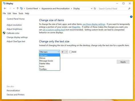 Here you will find a slide that allows changing the size of the font. How to add, remove and modify fonts in Windows 10 - CNET