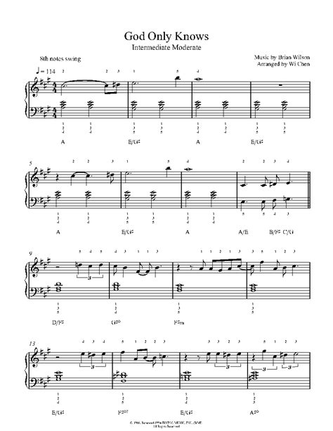 God Only Knows By The Beach Boys Piano Sheet Music Intermediate Level