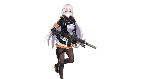 Girls Frontline Red Eyes Girl With Gun With White Background 4k Hd