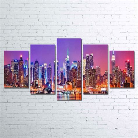 New York Skyline 5 Piece Canvas Set Legendary Wall Art