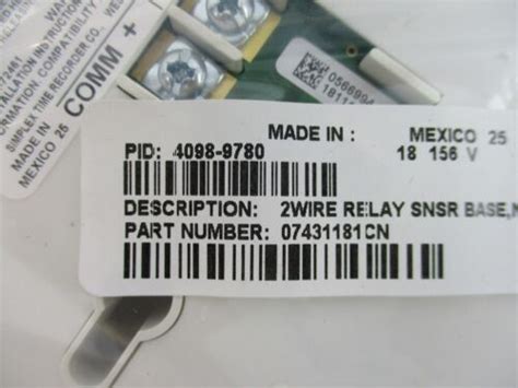 New Simplex 4098 9780 2 Wire Sensor Relay Base Ebay