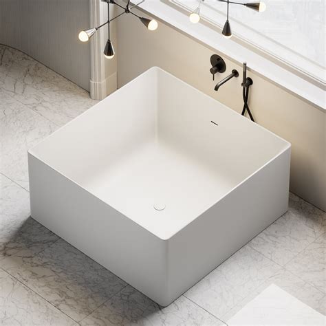 Mm Vasca Stone Solid Surface Freestanding Bathtub Square Shape