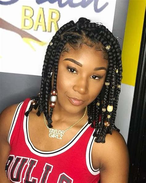 Aesthetic Box Braids With Beads