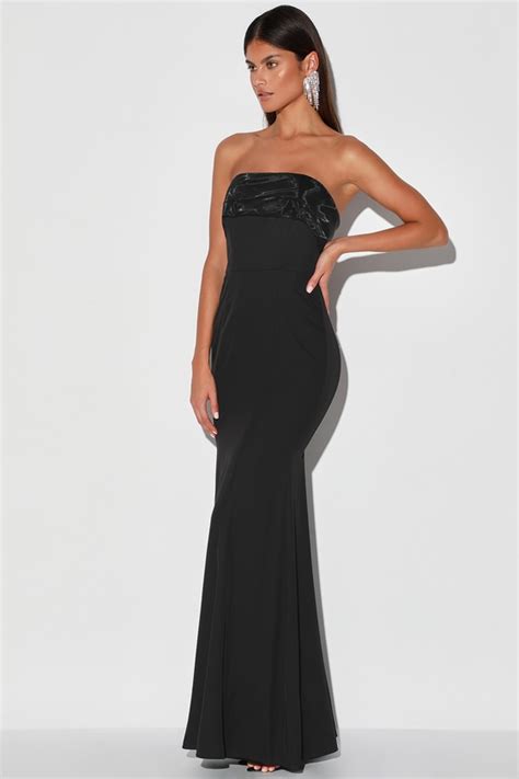 Stunning Black Dress Mermaid Maxi Dress Organza Maxi Gown Lulus