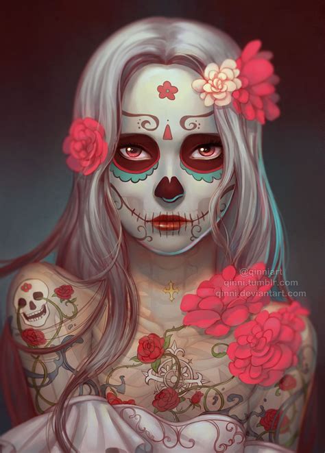 Dia De Los Muertos Sugar Skull Girl Skull Art Art