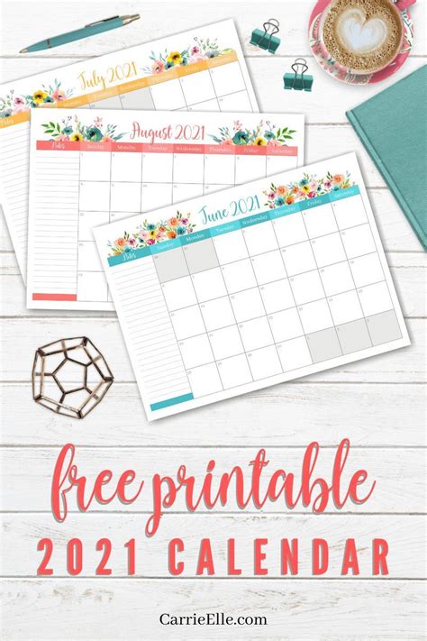 Free Printable 2021 Floral Calendar Printablecalendar Calendar