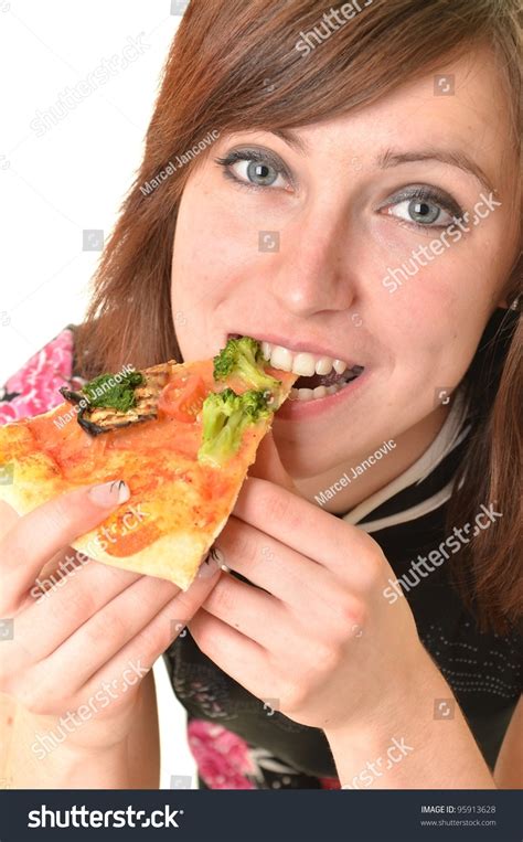 Sexy Woman Pizza Foto Stok 95913628 Shutterstock