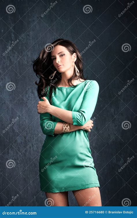 Elegant Woman Stock Photo Image Of Vertical Green Hair 25716680