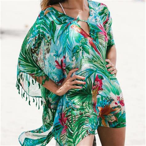 2019 Tunic For Beach Bathing Suit Cover Ups Chiffon Beach Dress Women