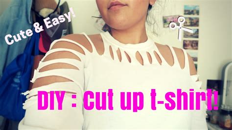 Diy Cute And Easy T Shirt Cut Up Design Youtube