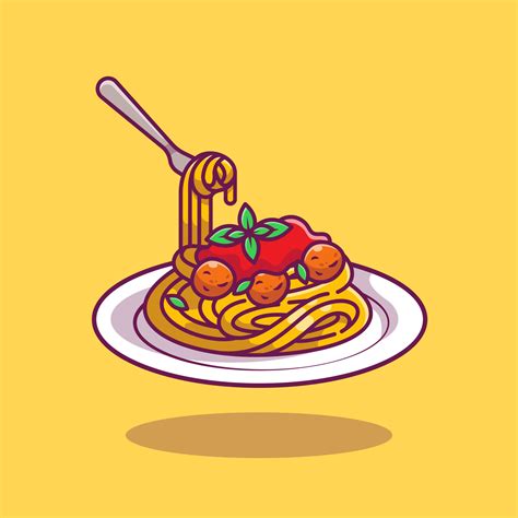 Spaghetti Cartoon Vector Icon Illustration Pasta Food Icon Concept
