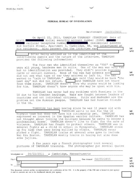 Documents similar to webs.com blackmail, copy sent to fbi. Tamerlan Tsarnaev April 2011 FBI Interview