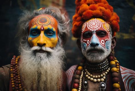 Retrato De Hombres Indios Con Maquillaje Tradicional Foto Gratis