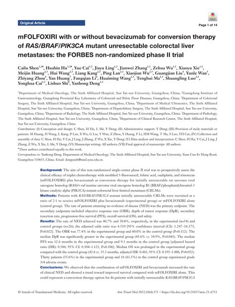Pdf Mfolfoxiri With Or Without Bevacizumab For Conversion Therapy Of