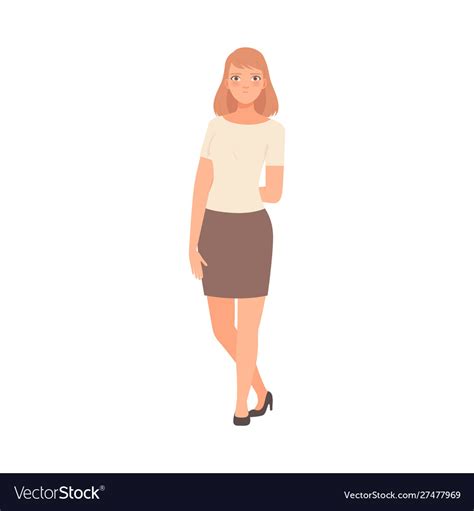 Girl Holds A Hand Behind Her Back Royalty Free Vector Image