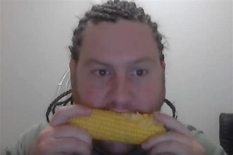 Guy With Cornrows Listens To Korn While Eating Corn