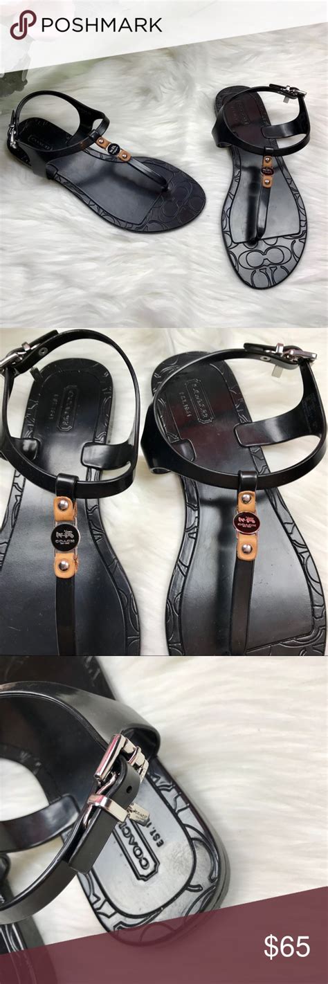 Coach Black Piccadilly Jelly T Strap Sandals 8m T Strap Sandals